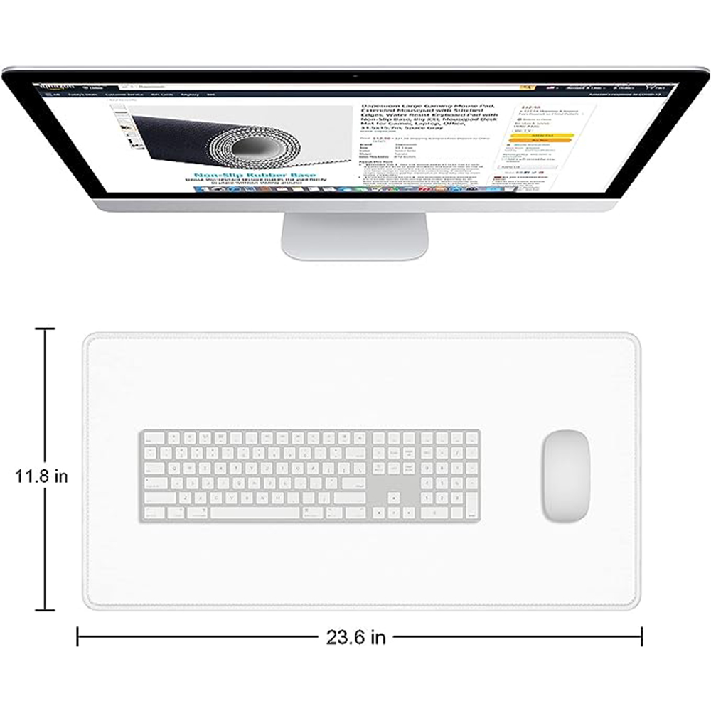 Großes Mauspad, elfenbeinweiß, erweitertes Spielen-Pad mit genähten Kanten, Schreibtisch-Pads, rutschfeste Basis, Computer-Tastatur, große matt für Laptop