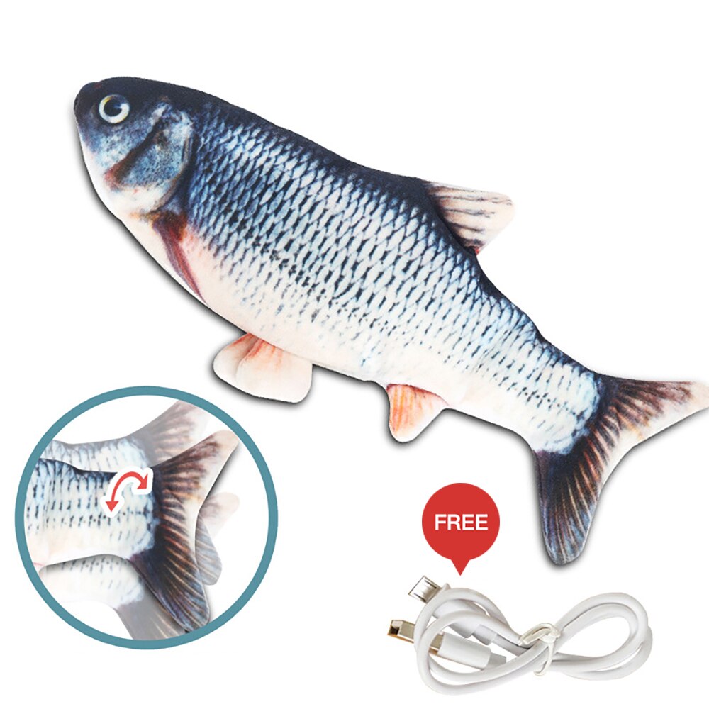 Juguete de pez electrónico interactivo para gatos, juguete automático para gatos, divertido, recargable, simulación de flotación, peces de baile en movimiento: A(Electric fish)