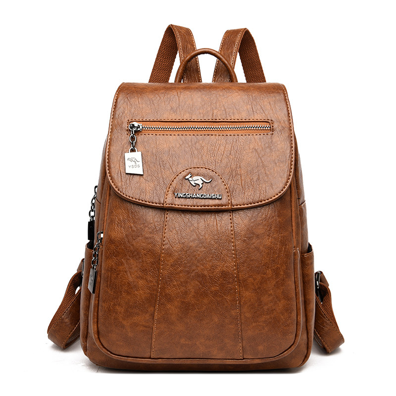 Femmes sacs à dos de en cuir pu sacs à dos d'école pour les filles haute capacité voyage sac à dos loisirs sacs à bandoulière mochila: Brown