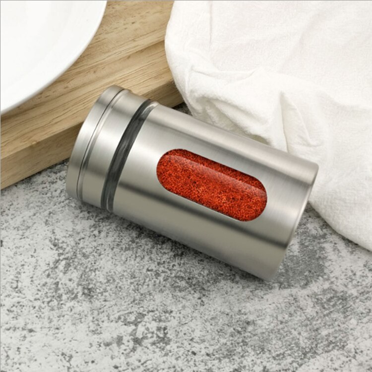 Tarros de especias de acero inoxidable, latas de condimento, tapa giratoria, salero, pimentero, palillo de dientes, botella para almacenamiento de condimentos, estante de especias de cocina