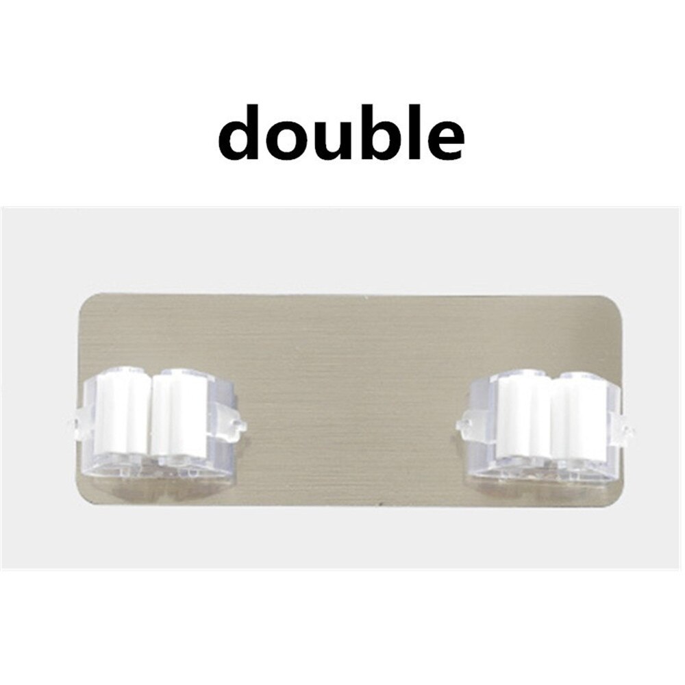 Adhesive Multi-Purpose Hooks Wall Mounted Mop Organizer Holder RackBrush Broom Hanger Hook Kitchen bathroom Strong Hooks: double white