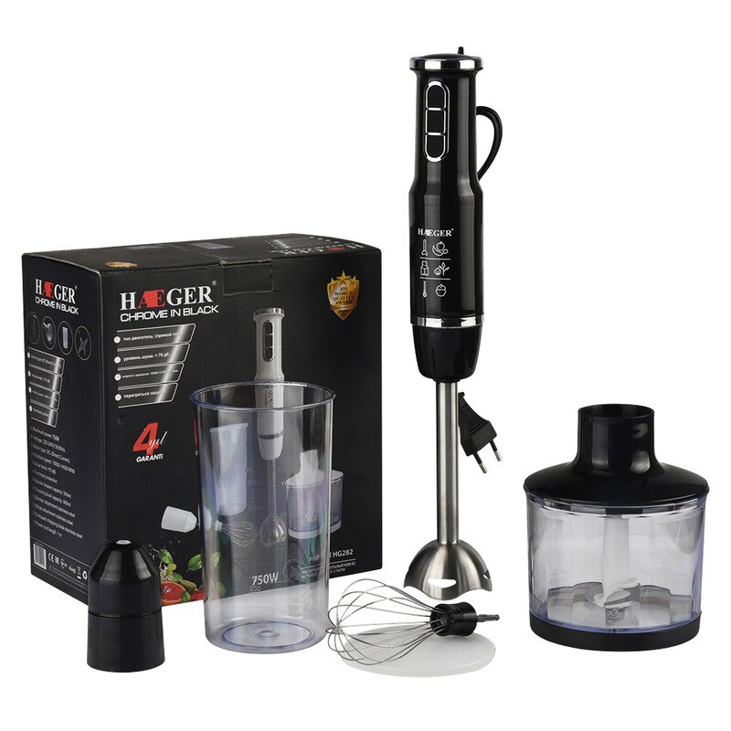 Mixeur en acier inoxydable 4 en 1,mélangeur de légumes, hachoir de viande de 500ml à fouet de 800 ml, tasse pour smoothie,
