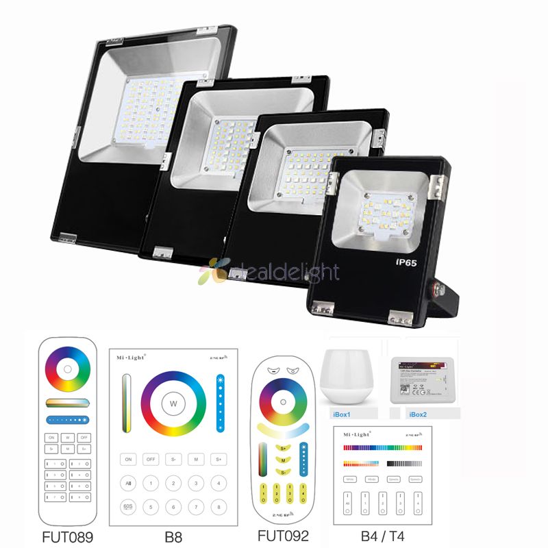 Miboxer rgb+cct led-projektør 10w 20w 30w 50w 100w ac86-265v rf fjernbetjening/wifi-kontrol  ip65 vandtæt led-projektør