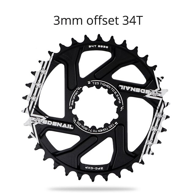 Schnecke 3mm 6mm versetzt Kettenblatt für Sram GXP SX NX GX XO X01 XX1 32/34/36/38T Fahrrad Einziges Krone Mtb überspielen Kurbelgarnitur: 3mm versetzt Schwarz 34T