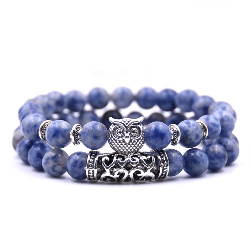 2 Stks/set Mode Paar Tijgeroog Steen Armbanden Armbanden Klassieke Zwart Wit Natuurlijke Lava Stenen Charm Bead Armband Vrouwen Mannen: 15