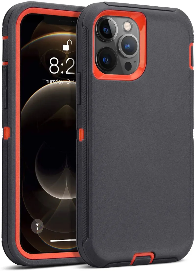 Luxury Hybrid Heavy Duty Armor Phone Case for IPhone 16 Pro Max Plus Shockproof Protect Otter Hard Box Belt Clip Cover: CANVAS / GRAY
