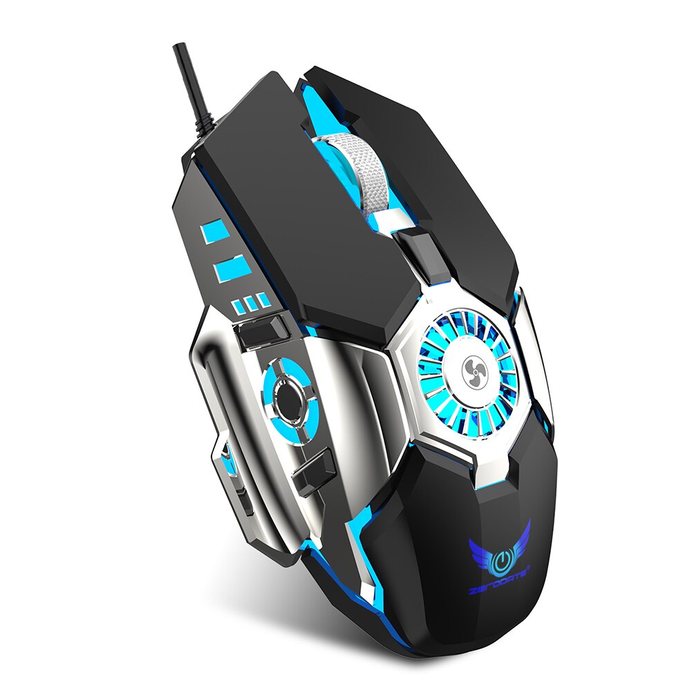 Gaming Mouse with Cooling Fan 1000-1600-6400 DPI Optical Mice for PC Gamer Laptop Desktop Computer Mouse: Black