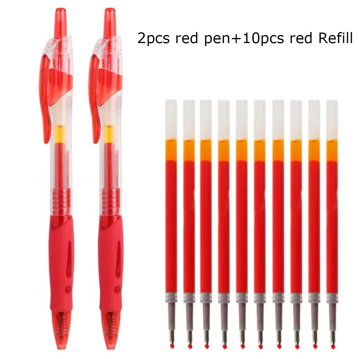 Juego de plumas de Gel retráctiles de 0,5mm, bolígrafo de tinta negra/azul, escritura, firma de negocios para oficina, suministros escolares para niños, papelería, 12 Uds.: Rojo