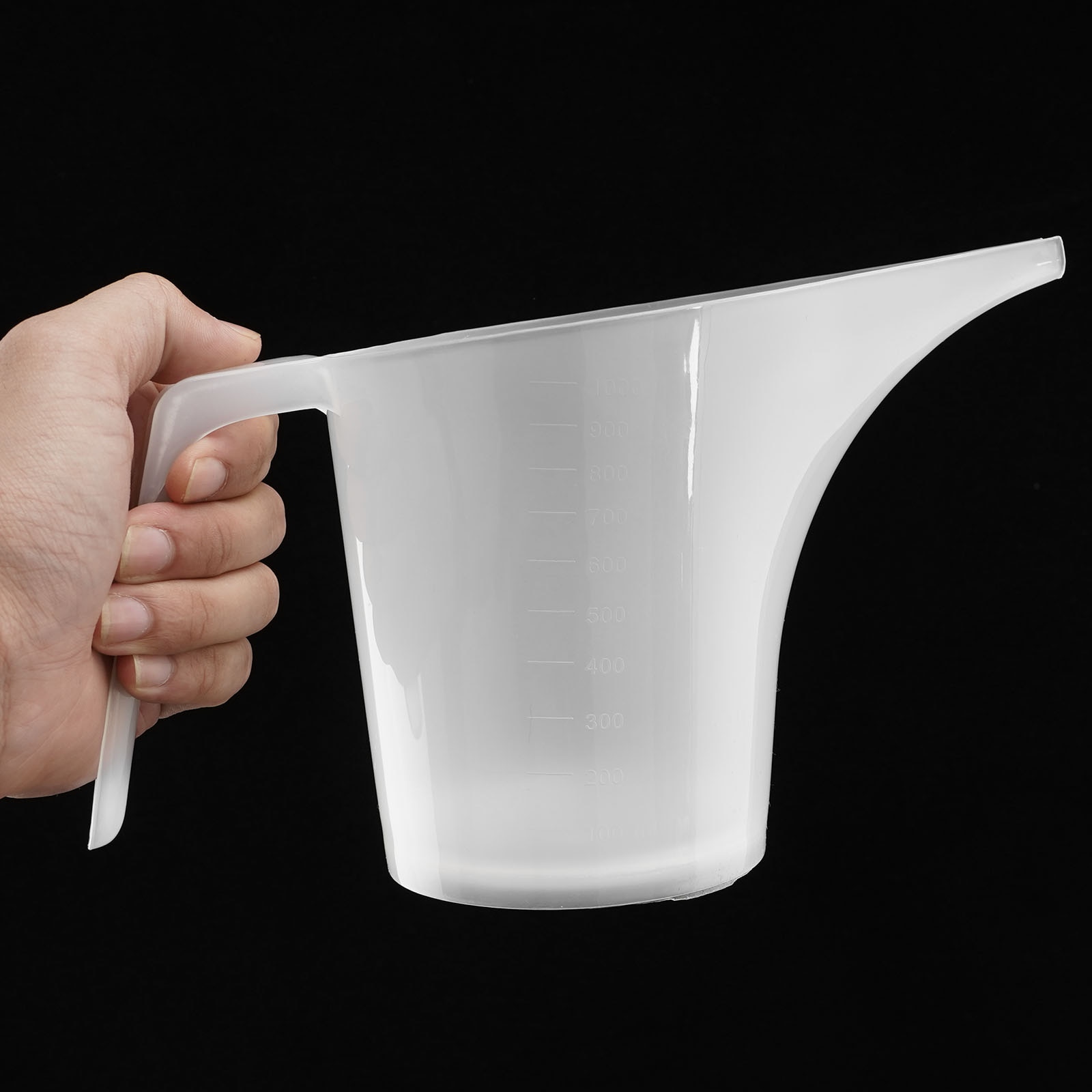 2Pcs 1000ml Funnel Pitcher Reusable Plastic Measuring Jugs Kitchen Pour Measuring Cups with Funnel Spout Handle Baking Accessory