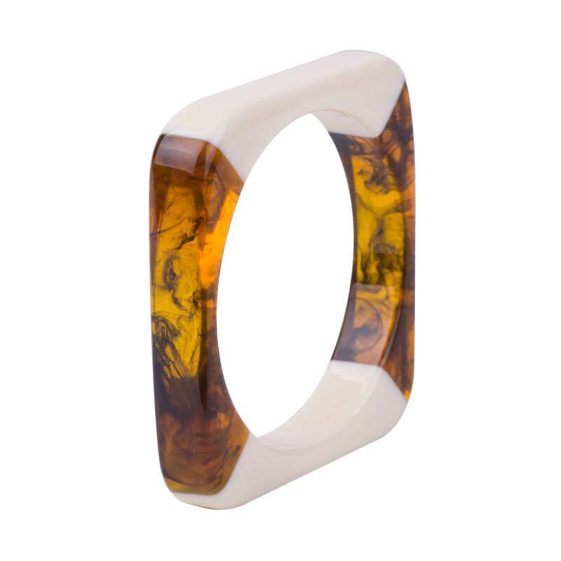 Guanlong Vintage Resin Cuff Bracelet Bangles for Women Indian Mix Color Acrylic Square Geometric Bangle Jewelry: KB130-6