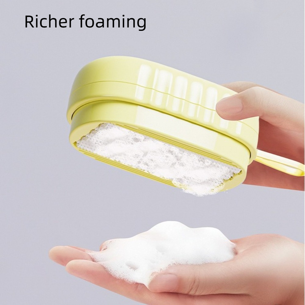 Multifunctionele kledingborstel met zeepdispenser, vloeibare zeepdispenser, wasborstel voor ondergoed, draagbare badkamerreiniger