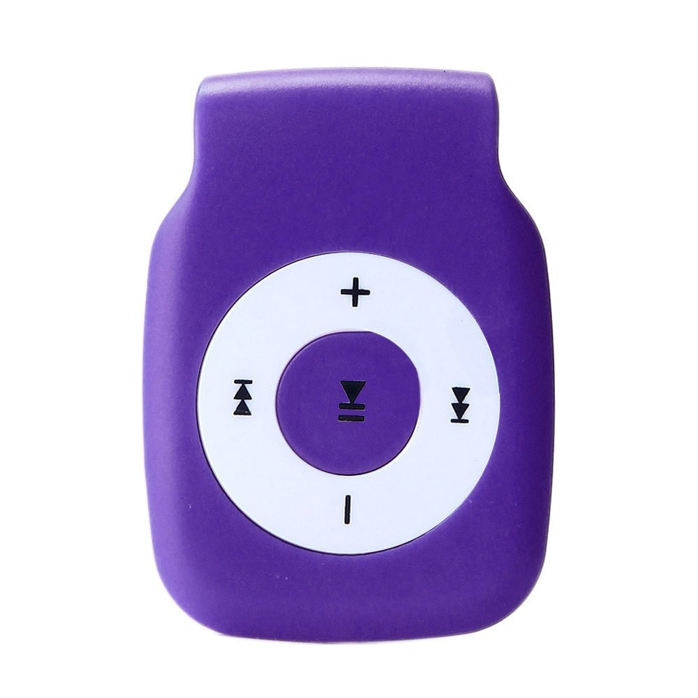 Odtwarzacz MP3 Clip Metal Plastik - Slot na Kartę Micro SD TF - Sportowy Odtwarzacz Muzyki: Fioletowy