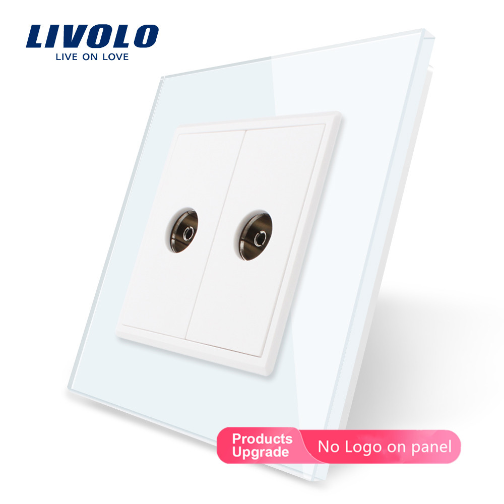 Livolo /Detailhandel, Crystal Glass Panel, 2 Gangs Tv Socket/Outlet VL-C792V-11/12/13/15, Zonder Plug Adapter, Geen Logo