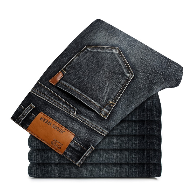Mens Black/ Blue Jeans Men Casual Slim Stretch Jeans Classic Denim Pants Trousers Plus Size 28-40