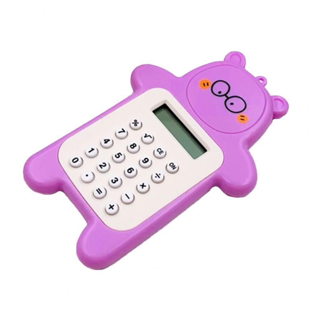 Electronic Calculator Adorable Bear Shape Plastic Lively Face Calculator with Hanging Hole Office Supplies: Purple