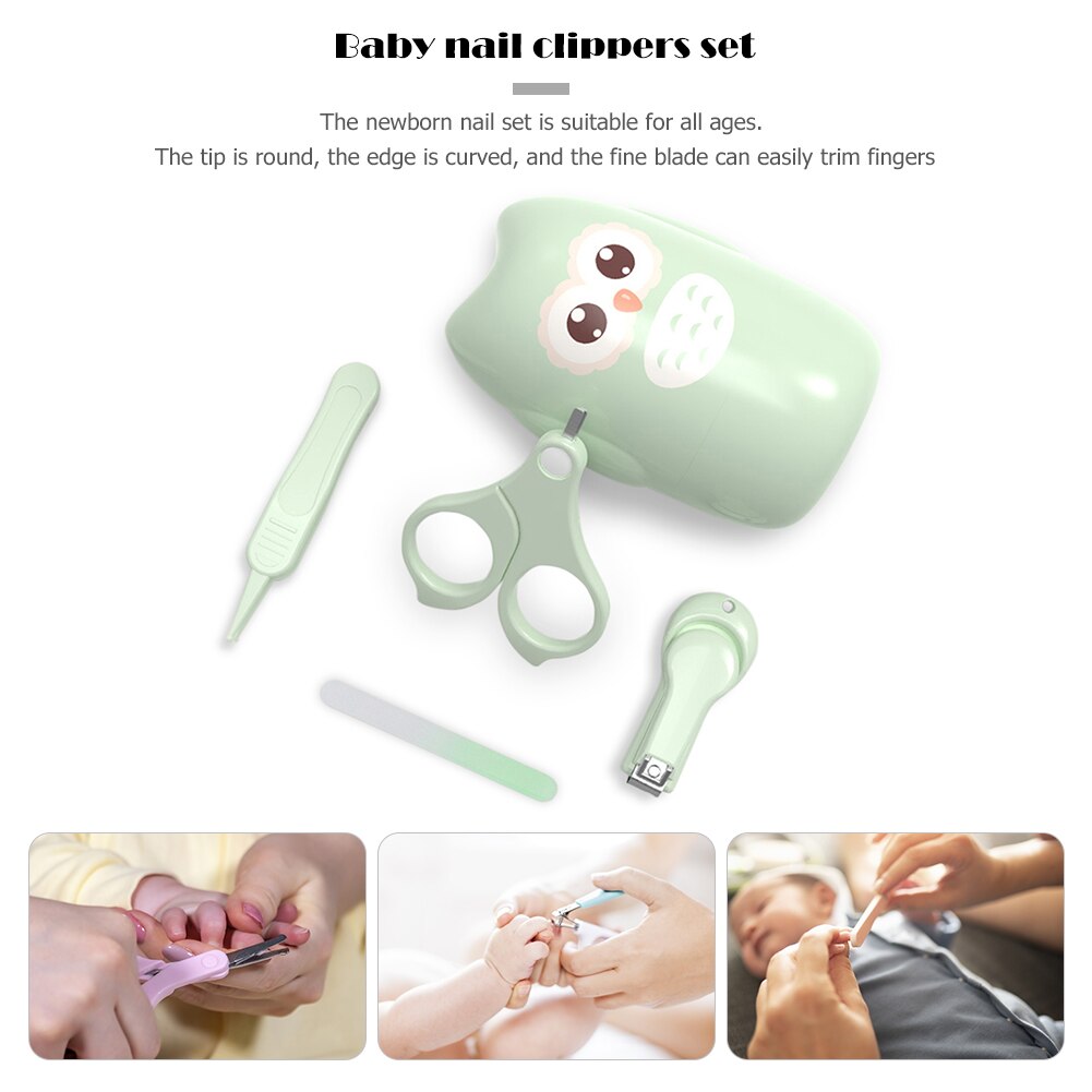 4pcs Infant Baby Nail Care Suits Baby Scissors Nail Clippers Tweezers Nail Files Daily Newborn Nail Shell Shear Manicure Kit