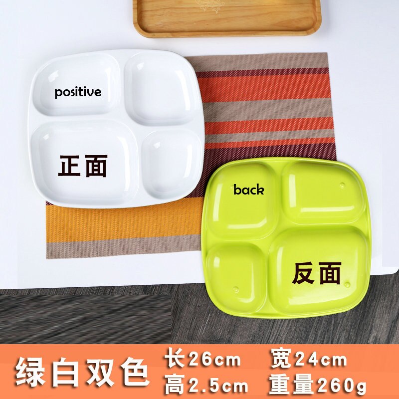 10 Inches Divided Plates,Melamine Tray Plate,Stackable,Dishwasher Safe (blue),Imitation Porcelain Square 4 Grid Fast Food Plate: 13