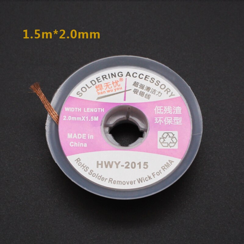 5pcs/lot 1.5m Tin Absorption Line Desoldering Wire Low Residue Suction Wick BGA Wire Soldering Tools Mobile Phone BGA PCB Repair: 2mm X 1.5m  5pcs