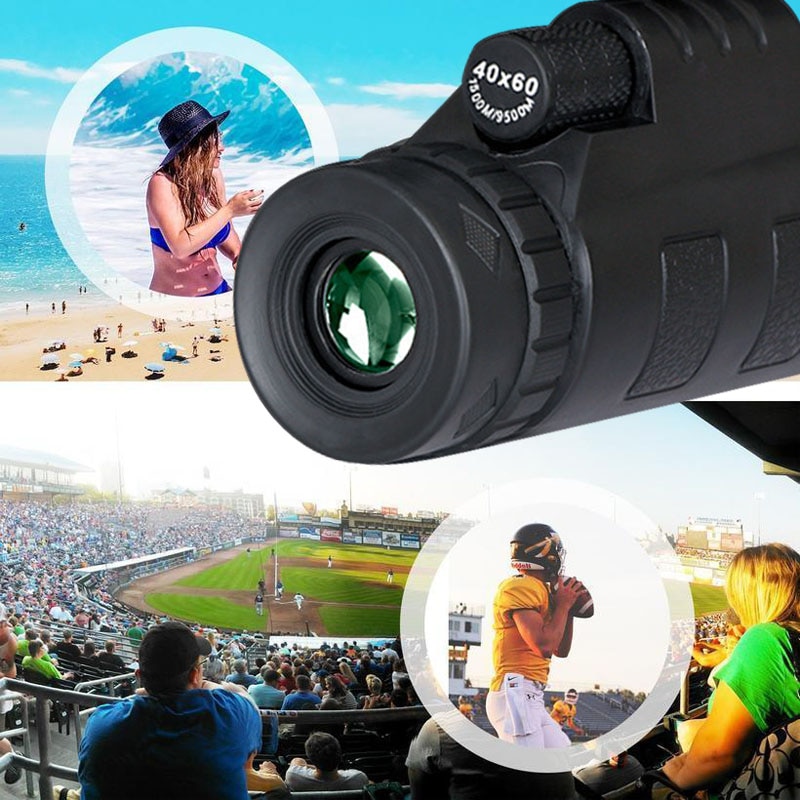 Mira telescópica monocular de 40x60, zoom para smartphones, câmera, camping, trilhas, pescarias, com suporte para telefone e tripé