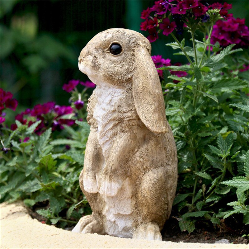 Large Resin Bunny Rabbit Figurines Garden Ornament Outdoor Art Yard Garden Animal Figurines Rabbits Decoration
