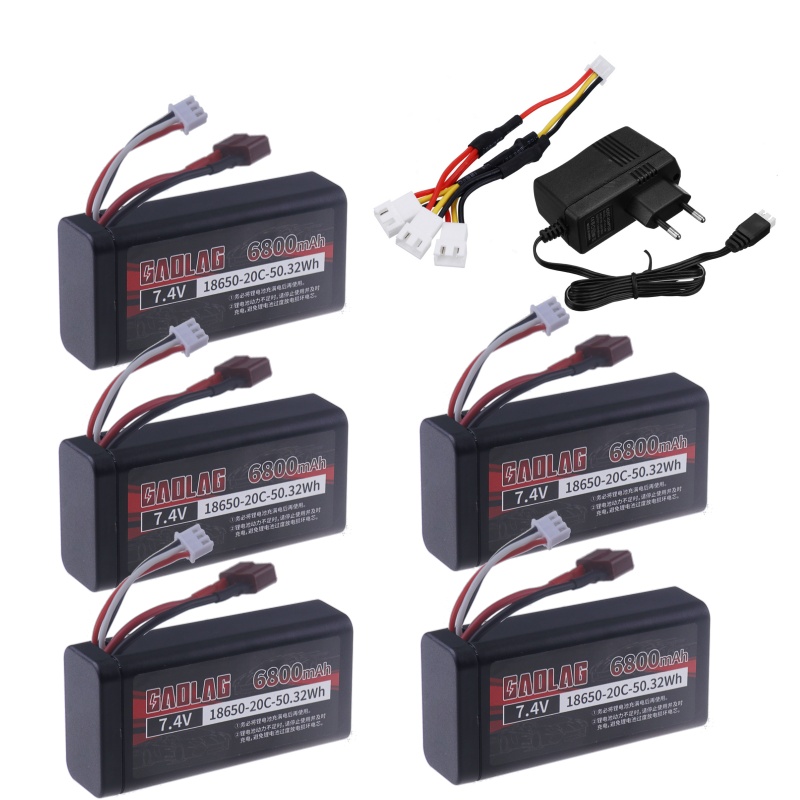 Batterie Lipo 7.4V 6800mAh 18650 pour Wltoys 10428 /12428/12423, pièces de voiture RC étanches et ignifuges 2S pour Wltoys 144001: Lavande