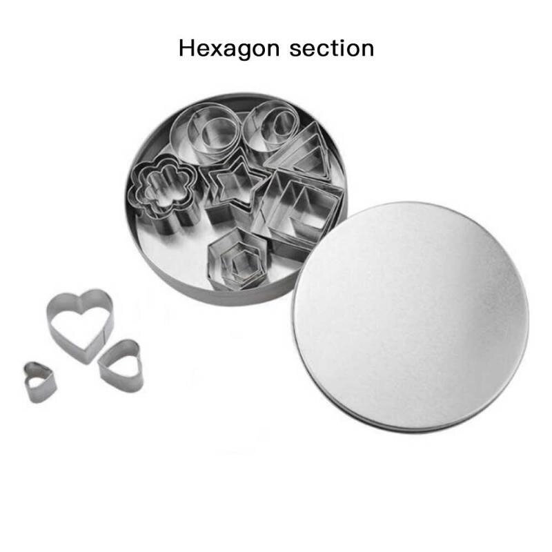 24 Stks/set Rvs Cookie Biscuit Diy Mold Star Hart Ronde Bloemvorm Cutter Bakvorm Gereedschap Keuken Accessoires: hexagon