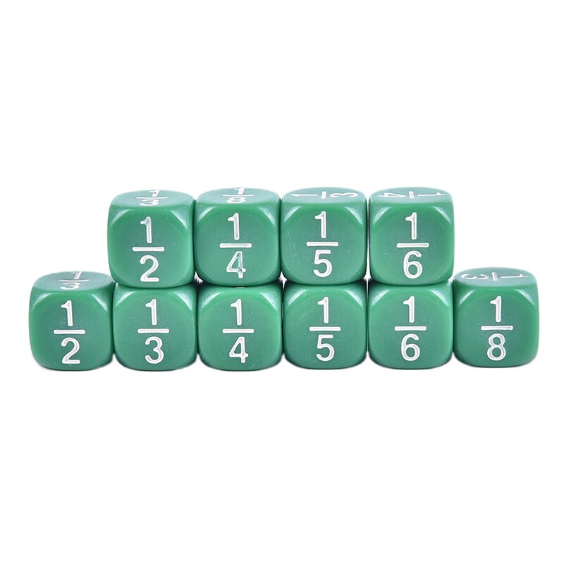 10 Teile/satz 15*15mm Weiß/Grün/verrotten Bruchteil Anzahl Lustige Würfel Bildung Spiel Zubehör: grün