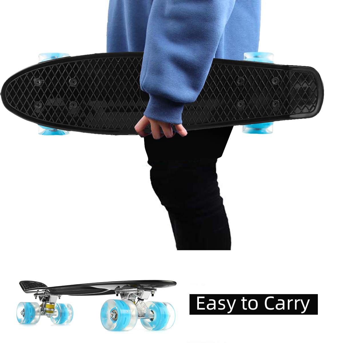 Tabla de Skate de 22 pulgadas con luz intermitente, Mini monopatín de plástico, Longboard de cuatro ruedas, para deportes al aire libre y de calle para niña y niño