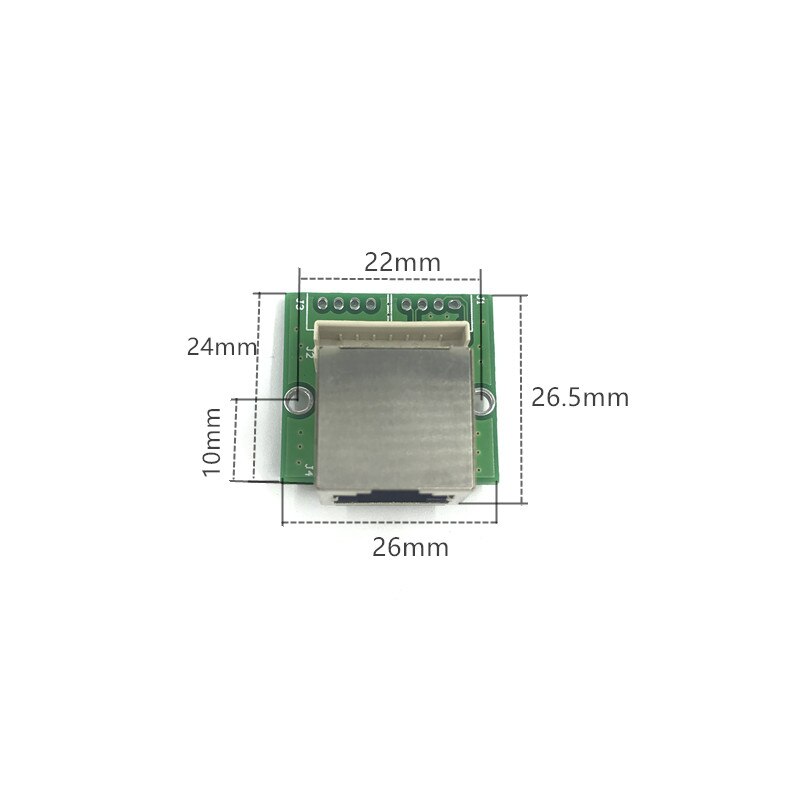 OEM factory direct mini fast 10 / 100mbps 8-port Ethernet network lan hub switch board two-layer pcb 2 rj45 1 * 8pin head port: Transfer module