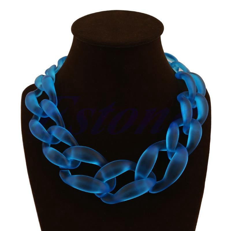 Dame akryl krave chunky choker statement kæde halskæde vedhæng juvel: Blå