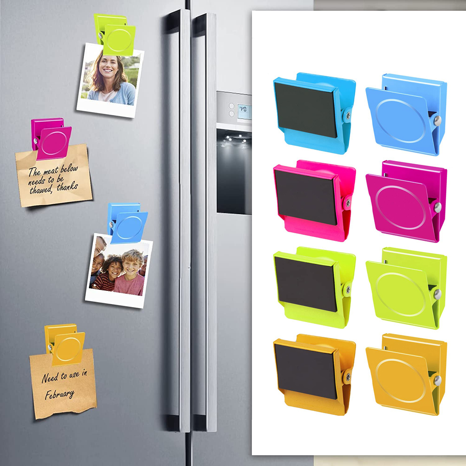 Kühlschrank-Magnetklammern, robuste Kühlschrankmagnete, Clips für Whiteboard, mehrfarbige magnetische Klemme aus Metall