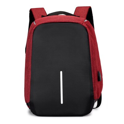 Mochila antirrobo para hombre y mujer, bolsa para ordenador portátil, de viaje, de gran capacidad, para negocios, con carga USB, para estudiantes universitarios: Rojo