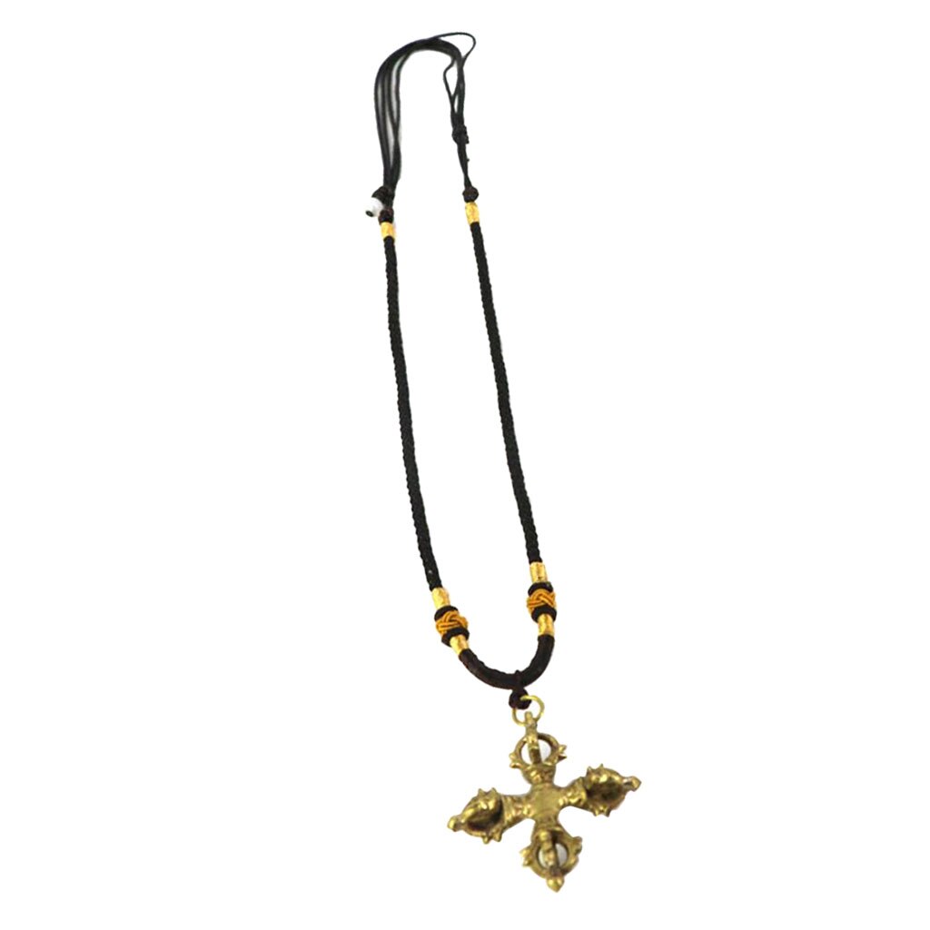 Cruz budista tibetana Dorje Vajra amuleto colgante hecho a mano en Nepal-cobre