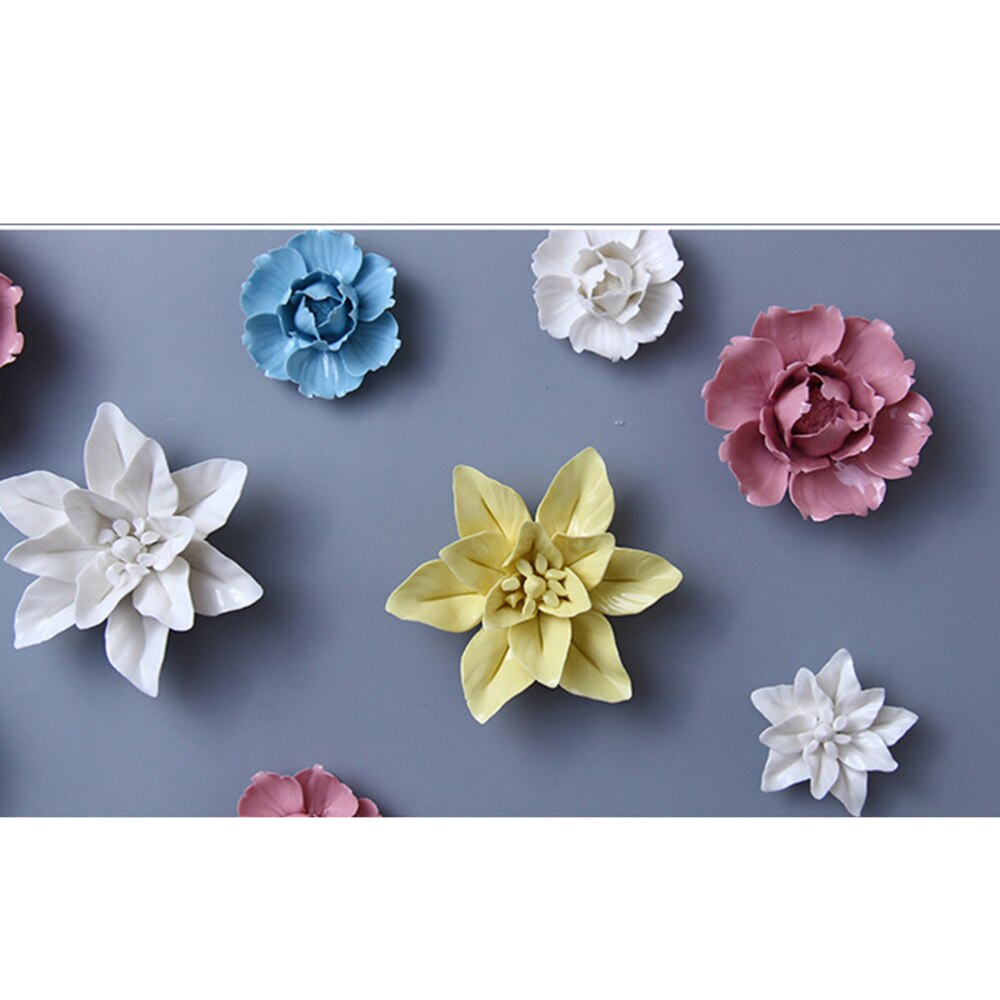 Fleur d'art en céramique murale suspendue, décor artisanal stéréoscopique artificiel pivoine de Luoyang pour salon: Yellow