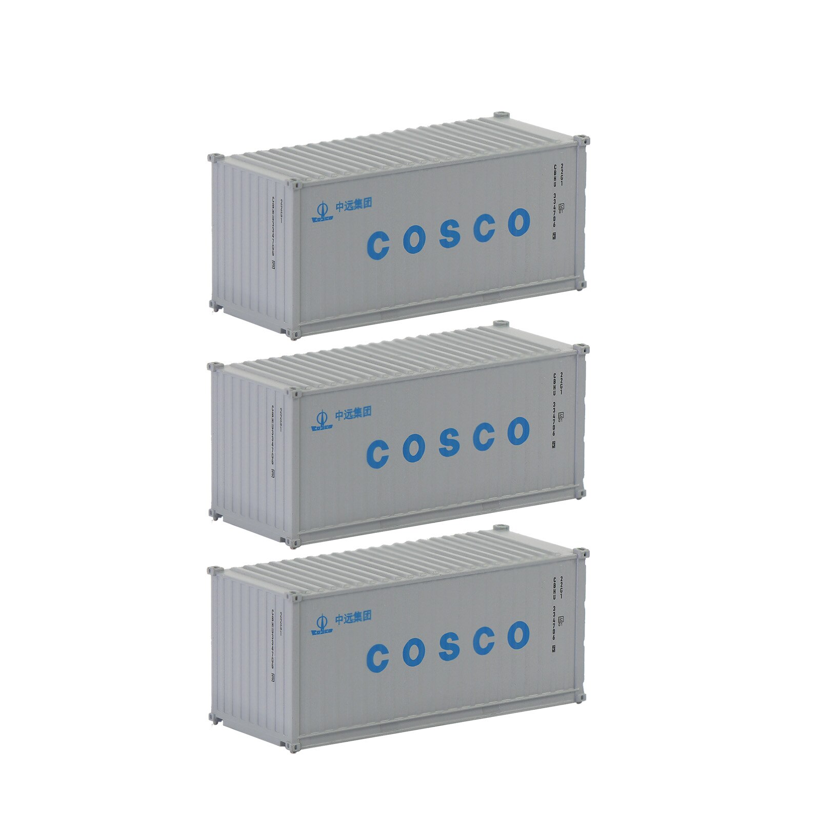 C15007 3pcs Model Trains Freight Car N Scale 20&#39; Container 1:160 20ft Container Cargo Box: COSCO