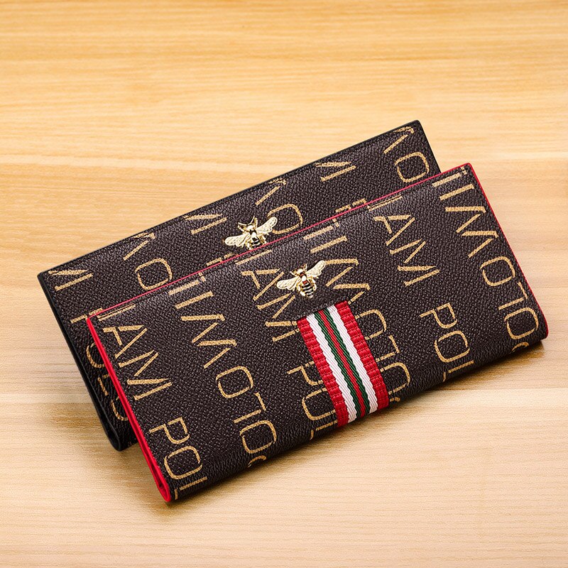 Kvinders anti-tyveri børste lang læder dame ultra-tynd kort taske stor kapacitet tegnebog enkel