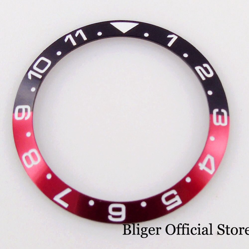 12 Hours 38mm*30.5mm Watch Bezel Insert Ceramic Alloy Steel Ring Slope Rose Gold Black Coffee Blue Green fit GMT SUB NH35A Watch: alloy black red