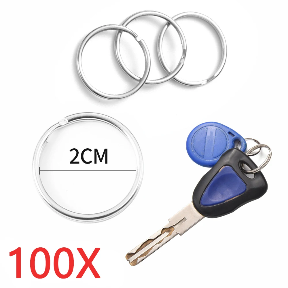 30mm/25mm/20mm Metal Key Rings Keychain Sets Keyfob Anti-rust KeyRings Key Chains Car Key Pendant Split: Blue