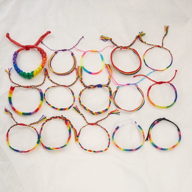 Charm Lgbt Rainbow Touw Armbanden Voor Paar Trots Gay Vrouwen Mannen Handgemaakte Geweven Gevlochten String Vriendschap Minnaar Sieraden