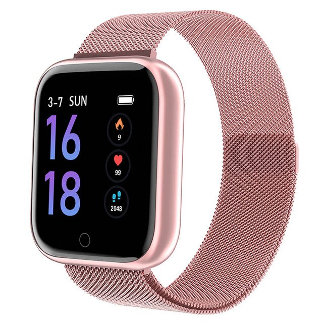 Reloj inteligente T80 con Bluetooth para hombre, reloj deportivo resistente al agua con llamadas, recordatorios: Rose Gold Steel