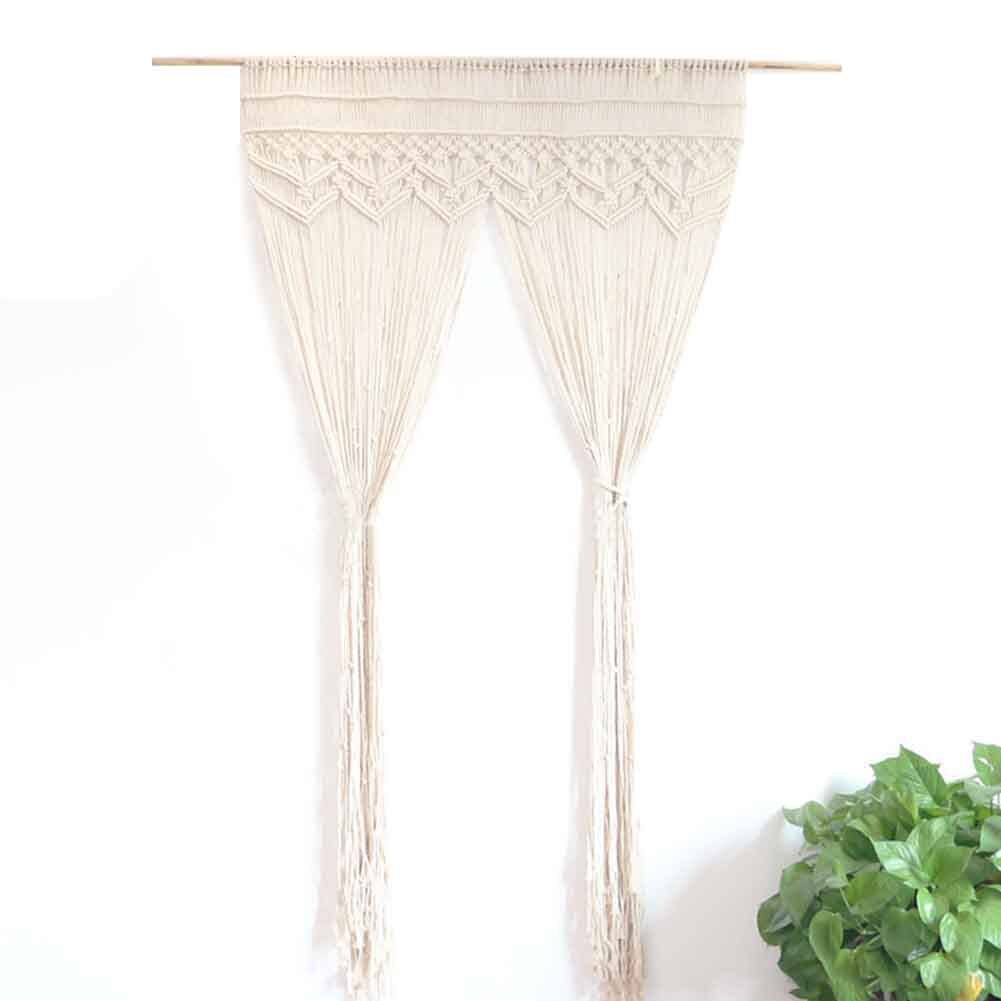 Cortina de mezcla de algodón para decoración del hogar, tejido grande de macramé, tapiz colgante de pared, telón de fondo para galería de dormitorio de boda, 95x180cm
