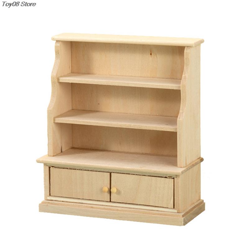 1:12 dukkehuse miniature håndlavede træreoler skab opbevaringsskab hylde reol møbler model arbejdsværelse stue scene indretning