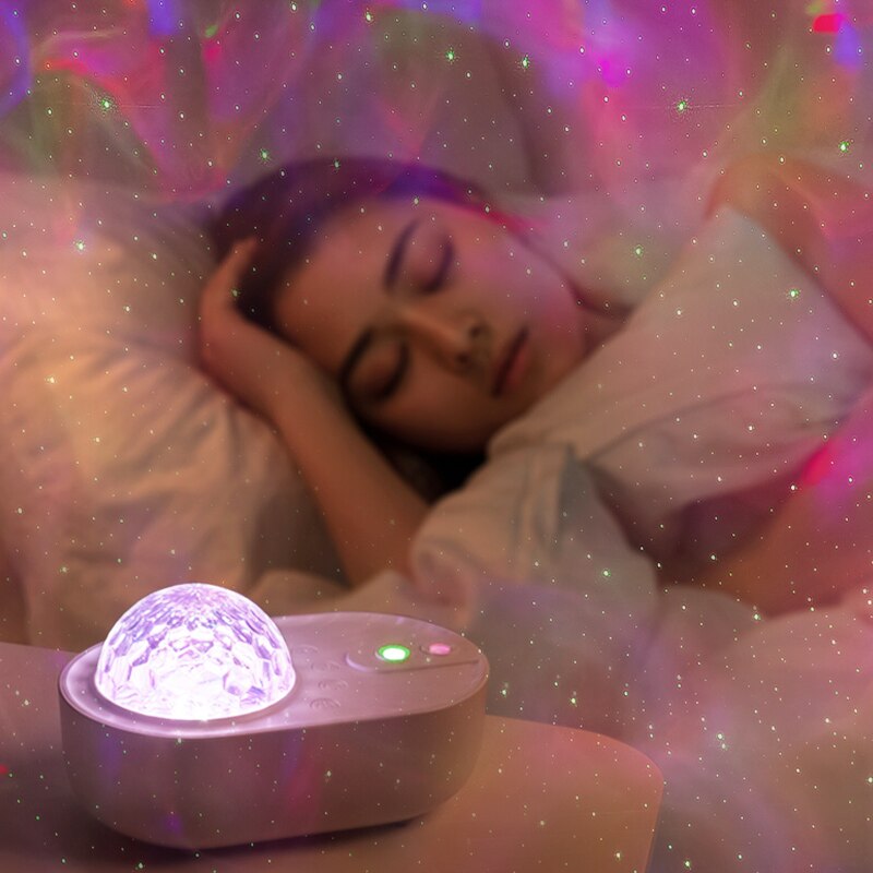 Konesky spaceship star night light projector galaxy led projection lamp for bedroom home party decor white bluetooth speaker