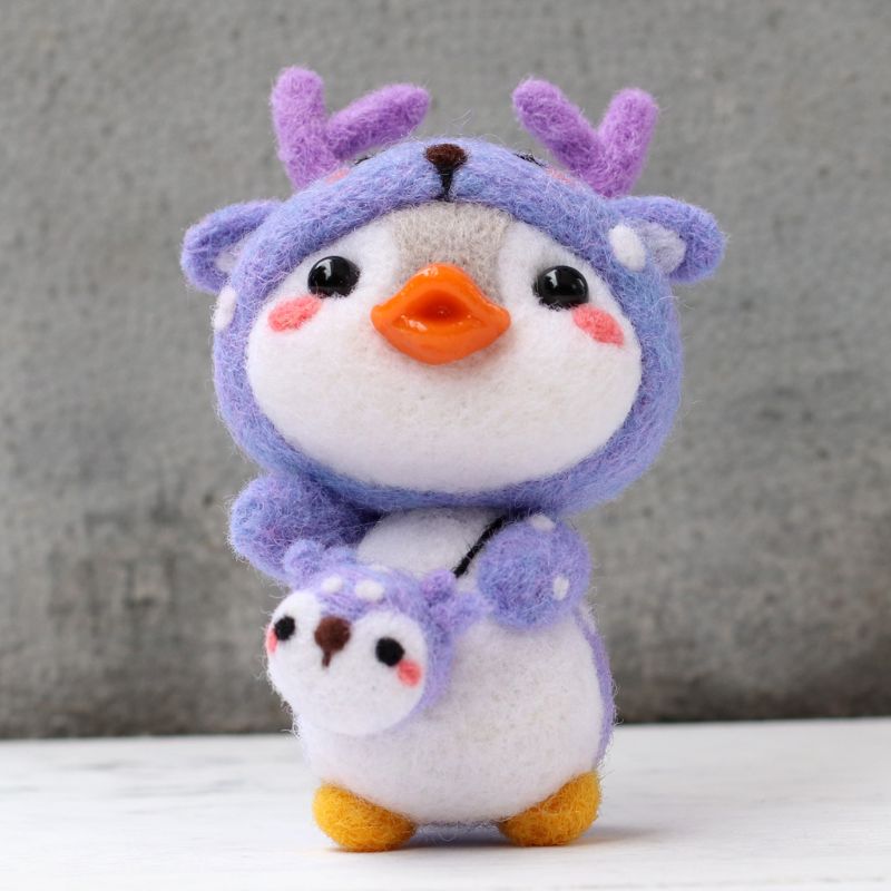 Elk Penguin Wool Felt Craft DIY Unfinished Poked Set Handcraft Material Bag Pack