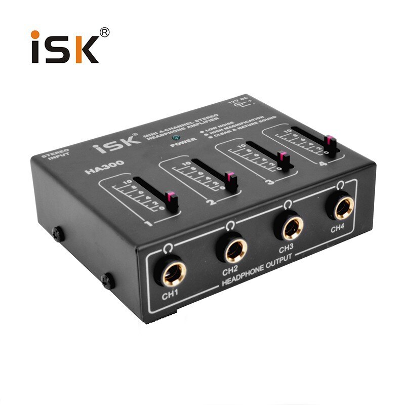 Original ISK HA300 portable Mini 4-channel stereo headphone amplifier low noise high magnification clear&amp;nature sound