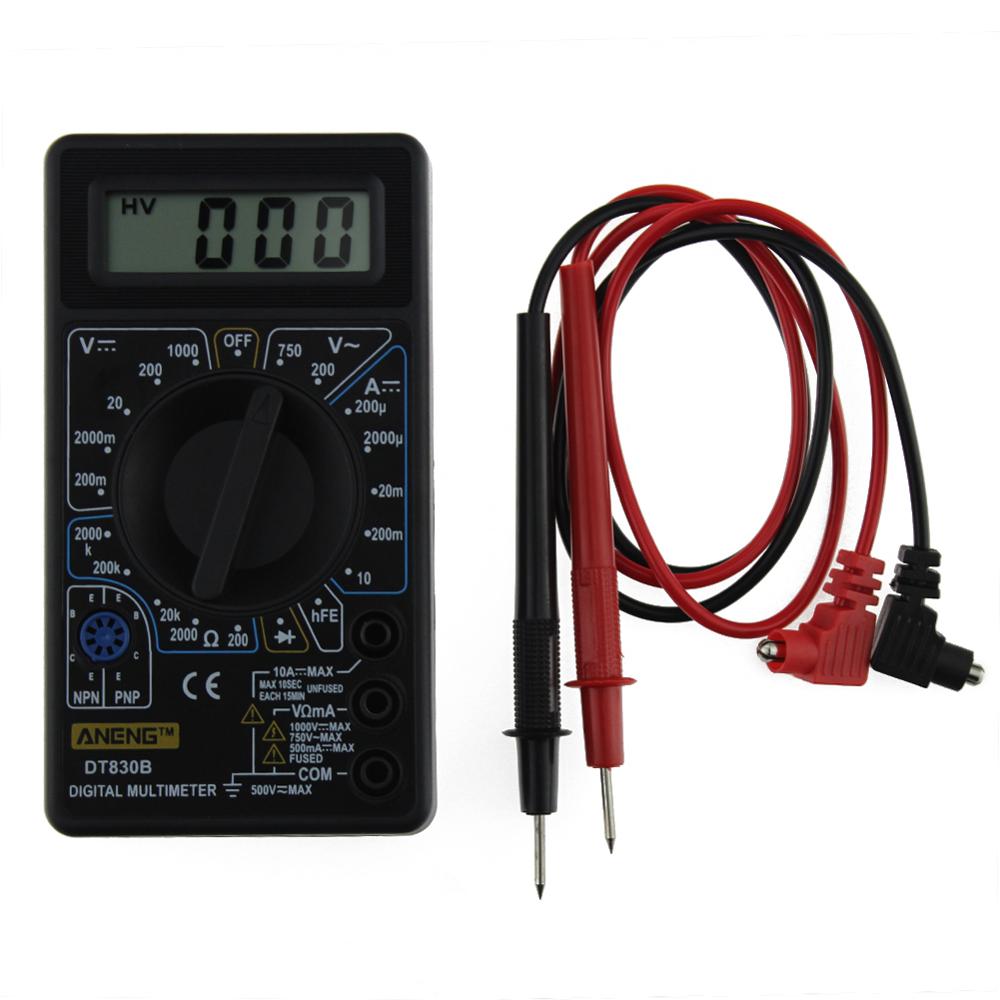 XL830L DT830B High Safety AC/DC Multimeter LCD Digital Volt Amp Ohm Tester Meter Voltmeter Ammeter Overload Protect With Probe: DT830B