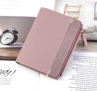 Small Wallets for Women Leather Short Wallet Lady Mini Purse Leather Card Case Short Wallet with Key Chain