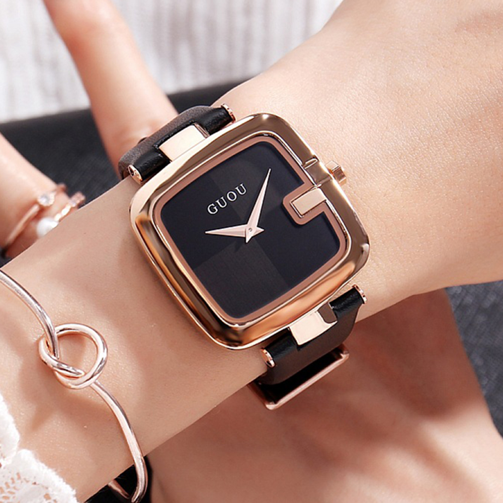 Guou Vrouwen Horloges Dames Horloges Voor Vrouwen Armband Horloge Vrouwen Luxe Montre Femme Vierkante Klok Saat