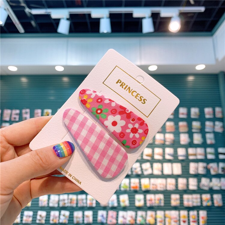 Koreaanse Kinderen Bloemenprint Haarspeld Meisje Bloem Bangle Side Haarspeld Baby Plaid Water Bb Clip