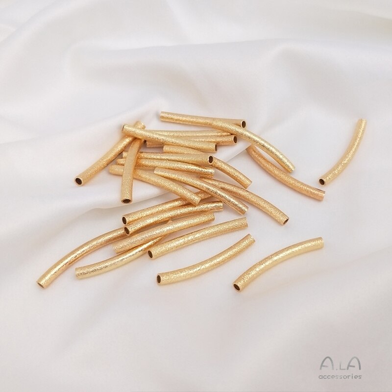 1 Teile/satz Nie Verblassen 14K Vergoldung Kupfer Überzogen Echt Gold Sand Blitz Ellenbogen matt Hohl Lange Runde Rohr DIY Armbinde